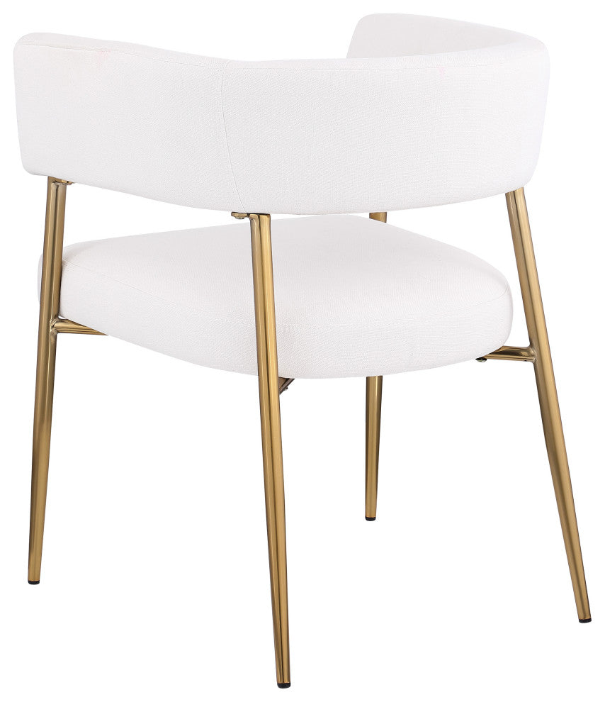 Creston Durable Linen Textured Fabric Upholstered Dining Chair, Cream
