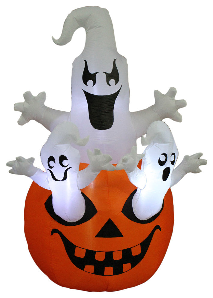 Halloween Inflatable Pumpkin With Ghost, 5'