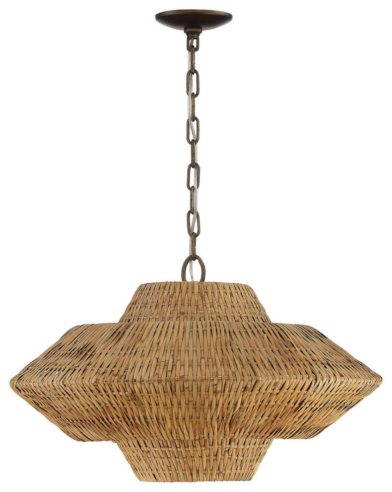 Luca Single-Light Rattan 3-Tier Chandelier