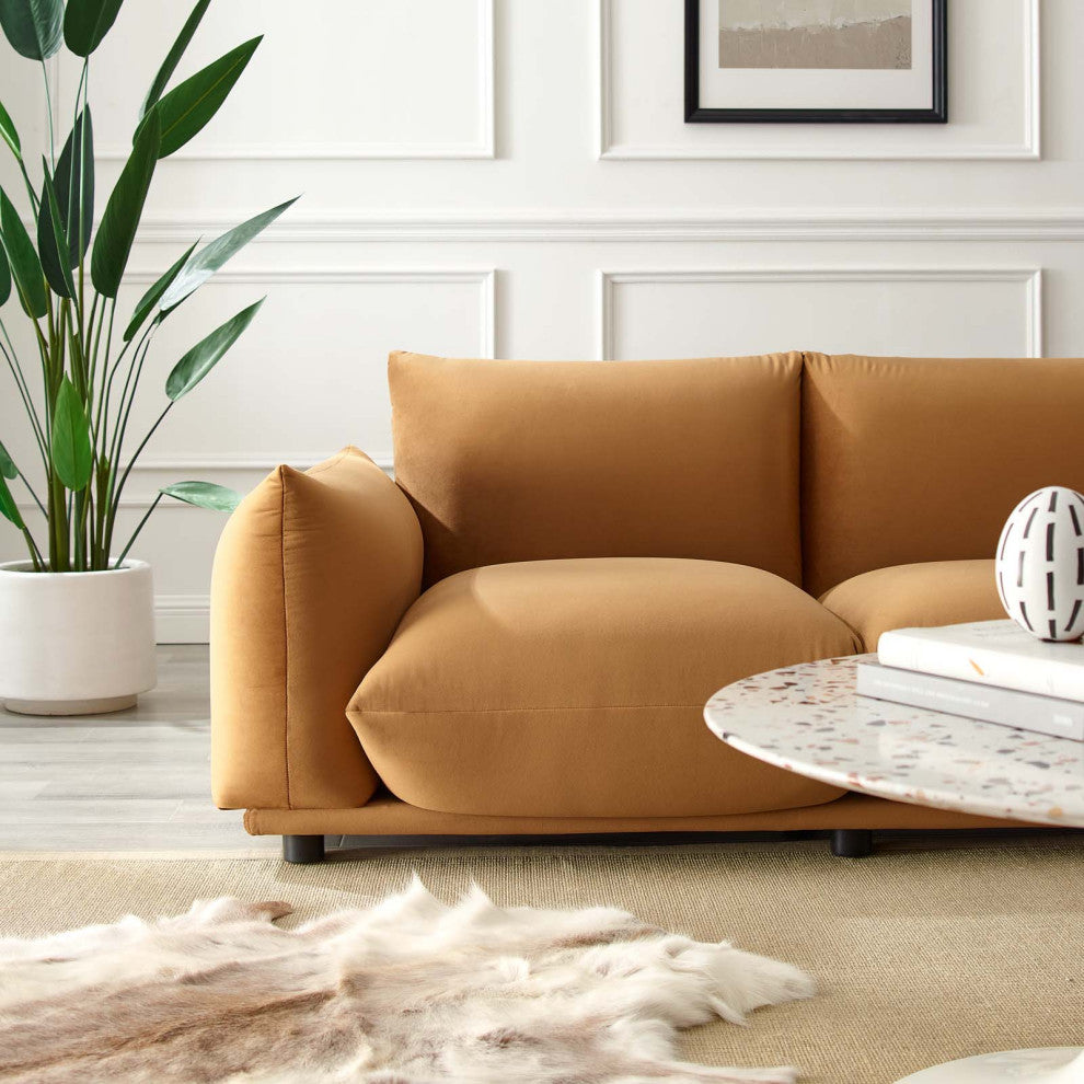 Copious Performance Velvet Loveseat Cognac