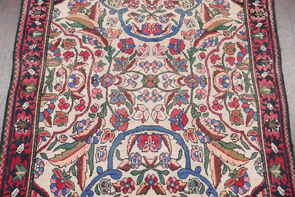 Consigned, Persian Handmade Antique Bakhtiari Oriental Rug, Beige, 7'5"X4'6"