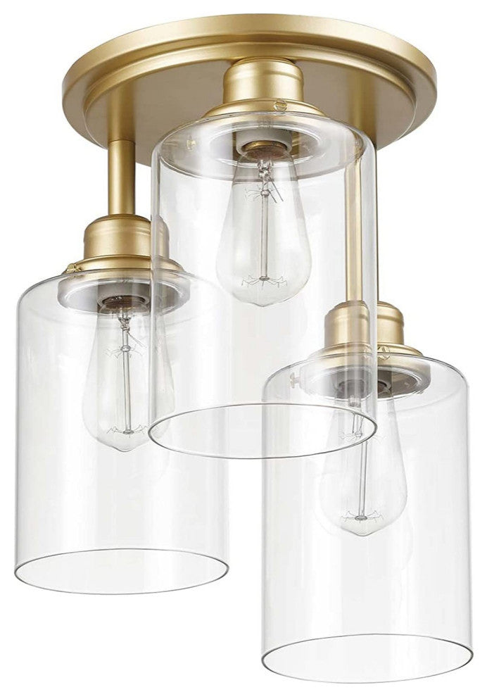 3 light  3-Light Flush Mount Ceiling Light glass ceiling lamp with gold finish