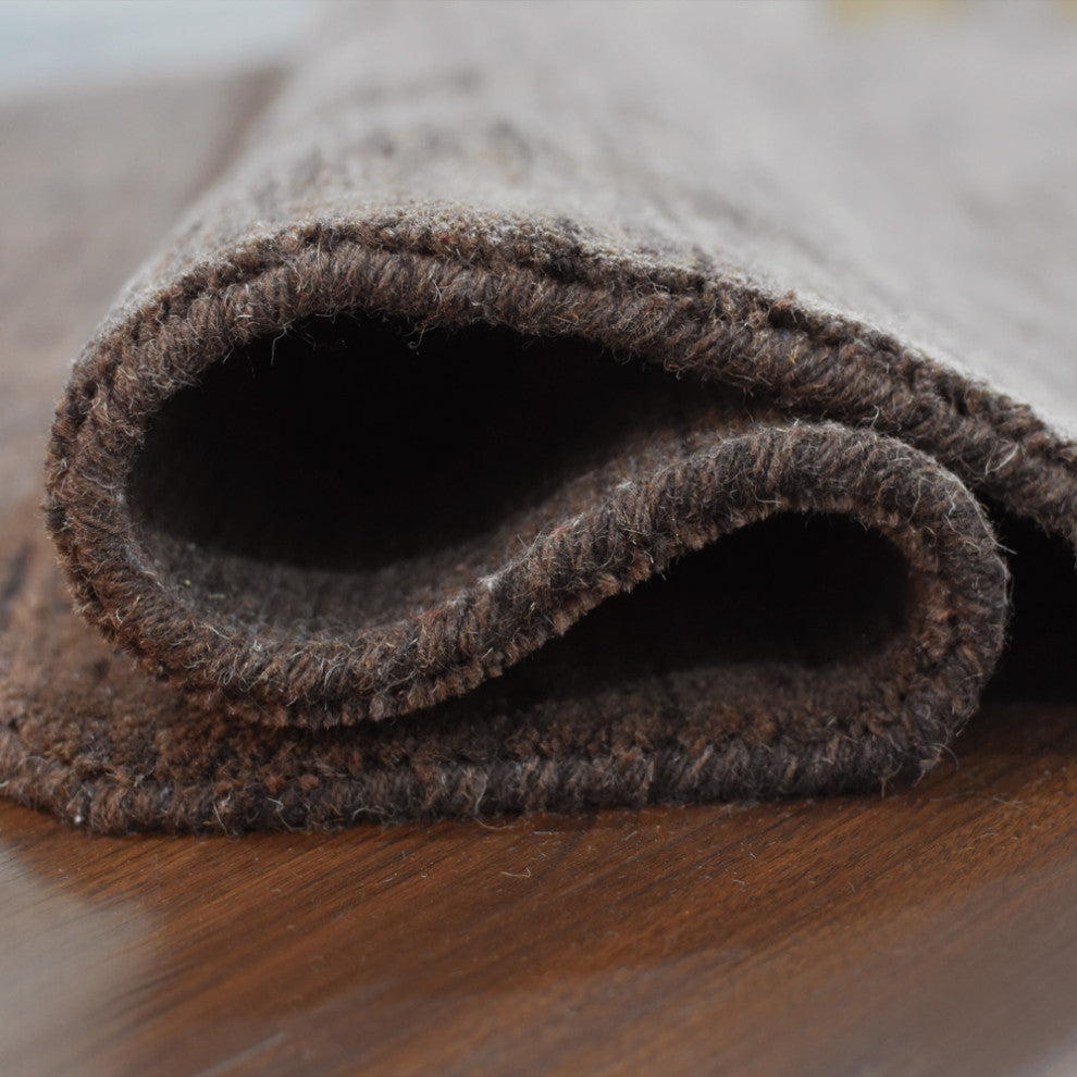 HAND KNOTTED LOOM WOOL ECO-FRIENDLY AREA RUGS, Brown, Solid Design, [Octagon] 6'x6'