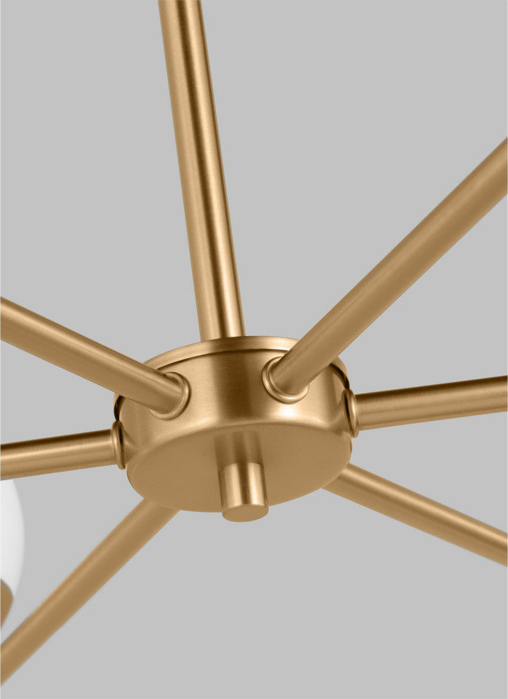 Alvin Six Light Chandelier, Satin Brass