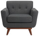 Safavieh Couture Opal Linen Tufted Arm Chair, Slate Grey