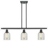 3-Light Caledonia 36" Island Light, Matte Black, Shade: Mica