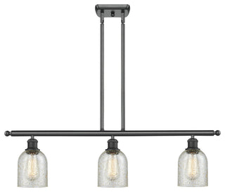 3-Light Caledonia 36" Island Light, Matte Black, Shade: Mica