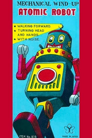 Mechanical Wind-Up Atomic Robot- Gallery Wrapped Canvas Art 28" x 42"
