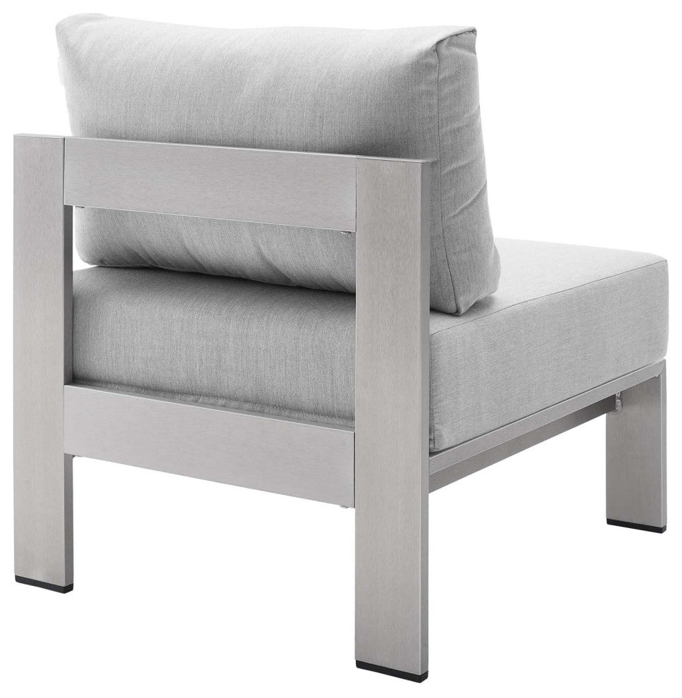Shore Sunbrella Fabric Outdoor Patio Aluminum 3 Piece Set Silver Gray