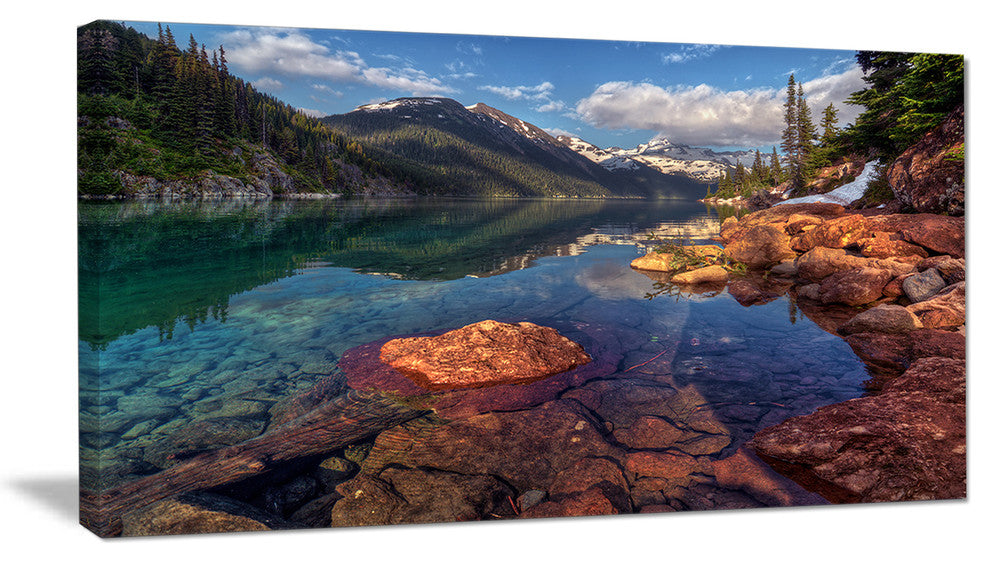 Clear Lake with Distant Mountains, Landscape Canvas Art Print, 32"x16"