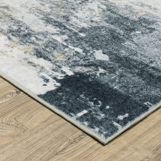 Sasha Abstract Shadows Machine Washable Grey/Ivory Area Rug Mat 5' x 7'