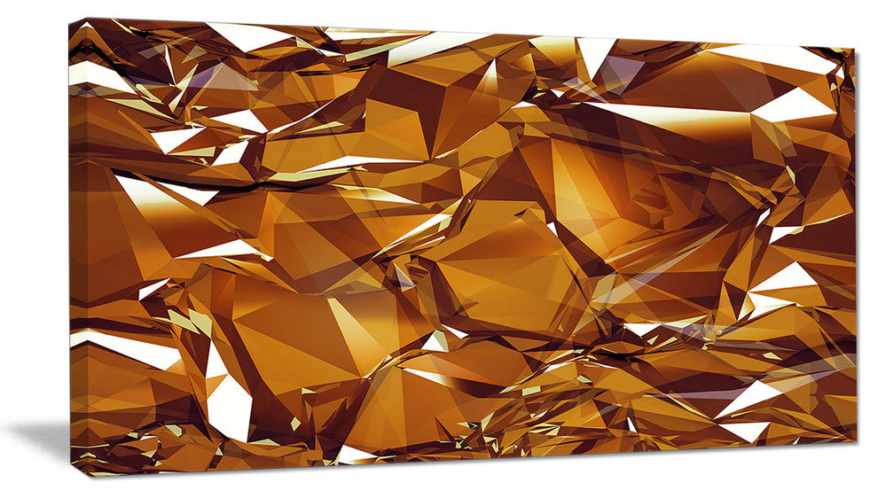 3D Gold Crystal Background, Oversized Abstract Canvas Wall Art, 60"x28"