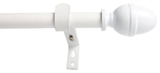 Adjustable Acorn Drapery 5/8" Rod, 48"-84", Glossy White