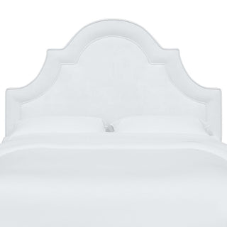 High Arched Headboard With Border, Velvet White, Queen