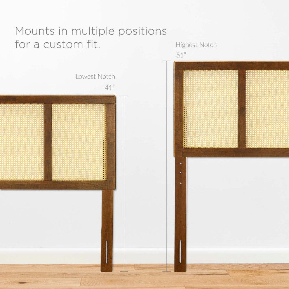 Headboard, Queen Size, Wood, Brown Walnut, Modern Mid-Century, Bedroom Master