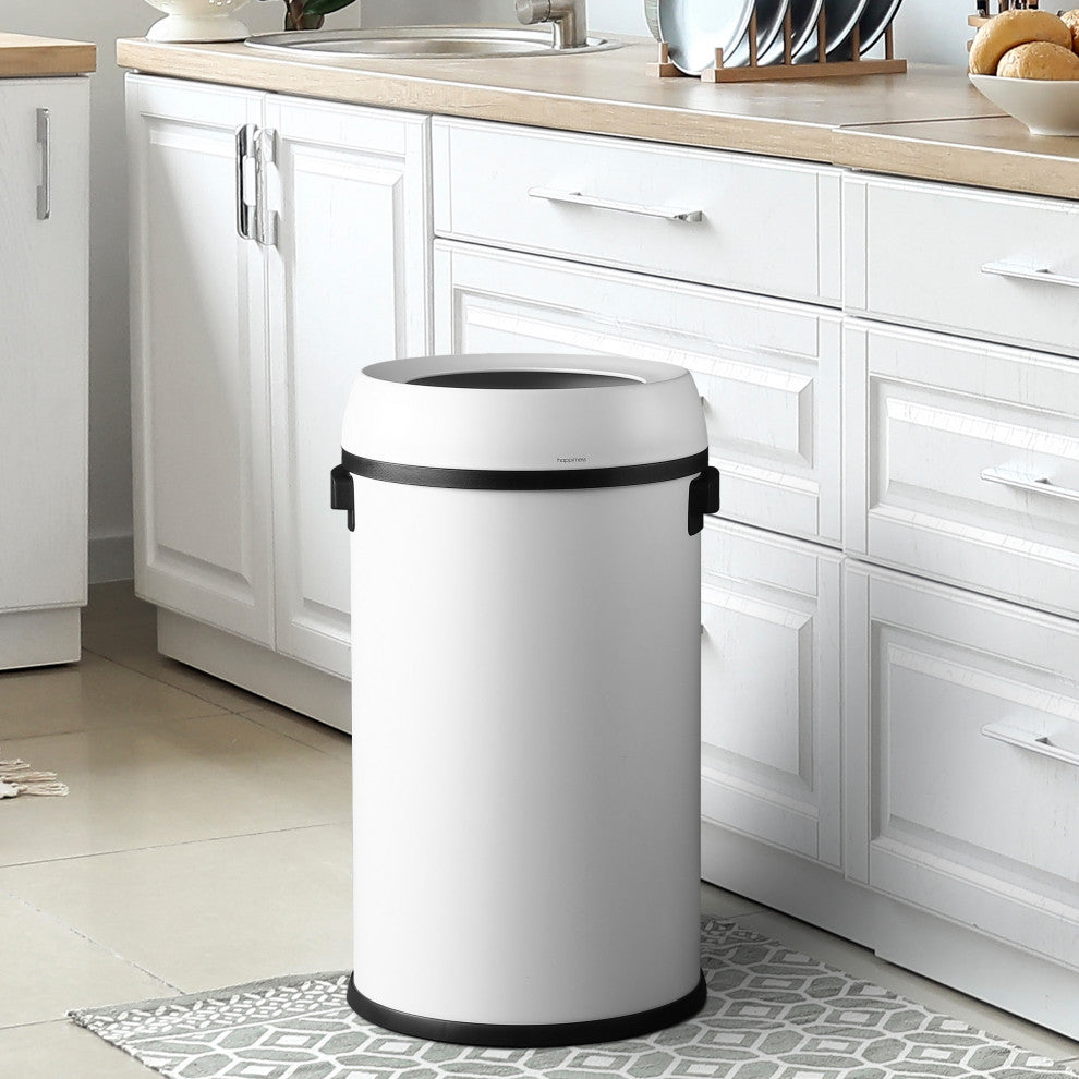 Chuck Kitchen/Office 17.2-Gallon Open-Top Trash Can, White