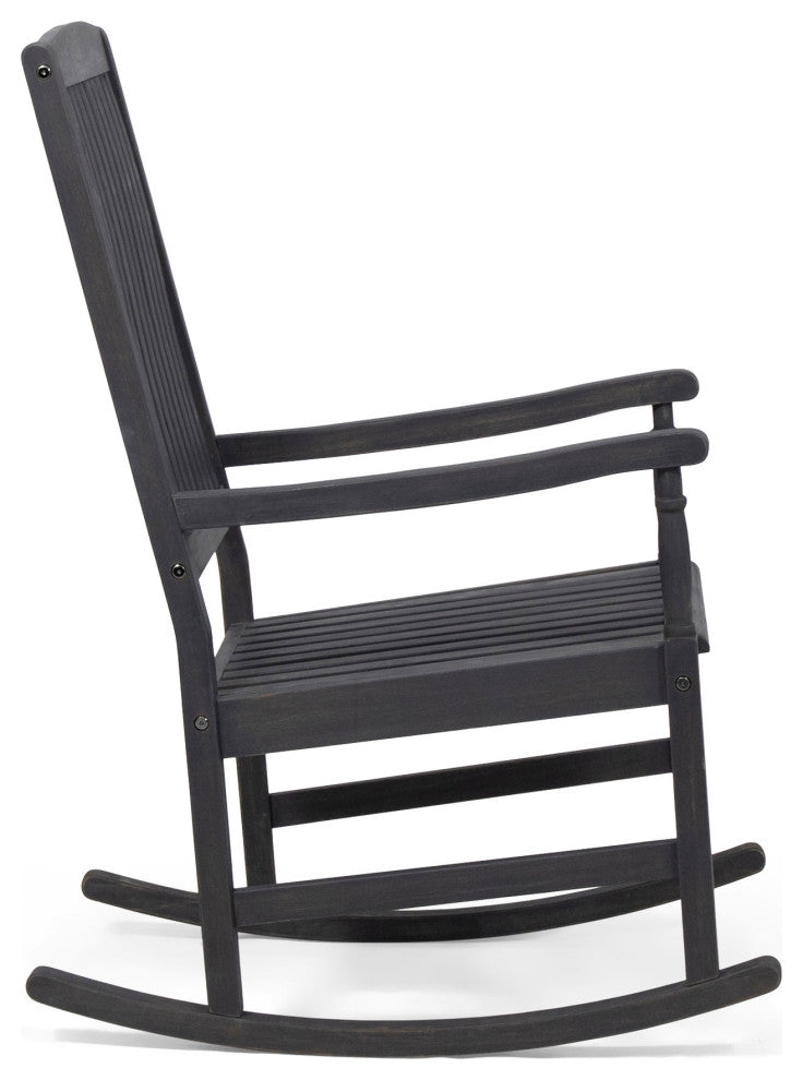 Myrna Outdoor Acacia Wood Rocking Chair, Dark Gray Finish