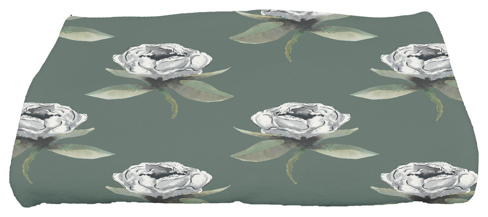 Floral Bunch 28"x58" Green Floral Bath Towel