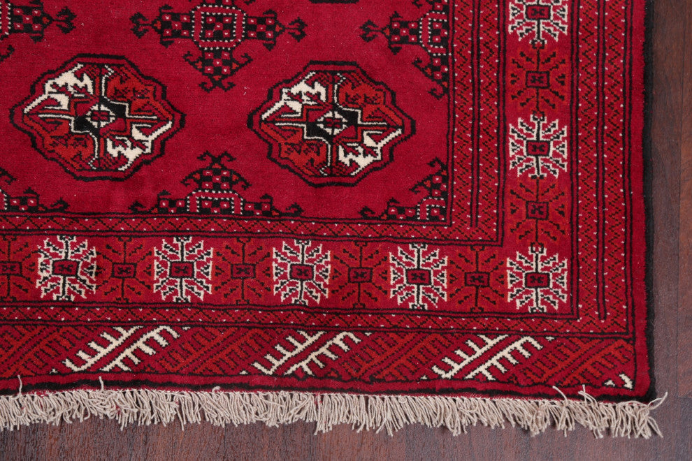 Balouch Oriental Traditional Carpet Hand Made Afghan Area Rug, Red, 7'3"x5'1