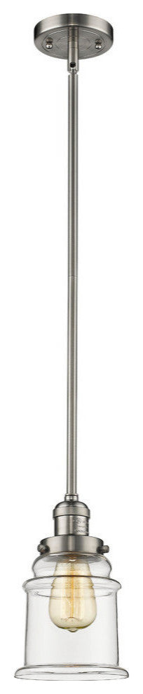 Canton 1-Light Dimmable LED Pendant, Brushed Satin Nickel, Glass: Clear