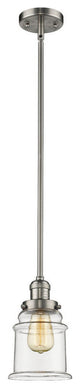 Canton 1-Light Dimmable LED Pendant, Brushed Satin Nickel, Glass: Clear