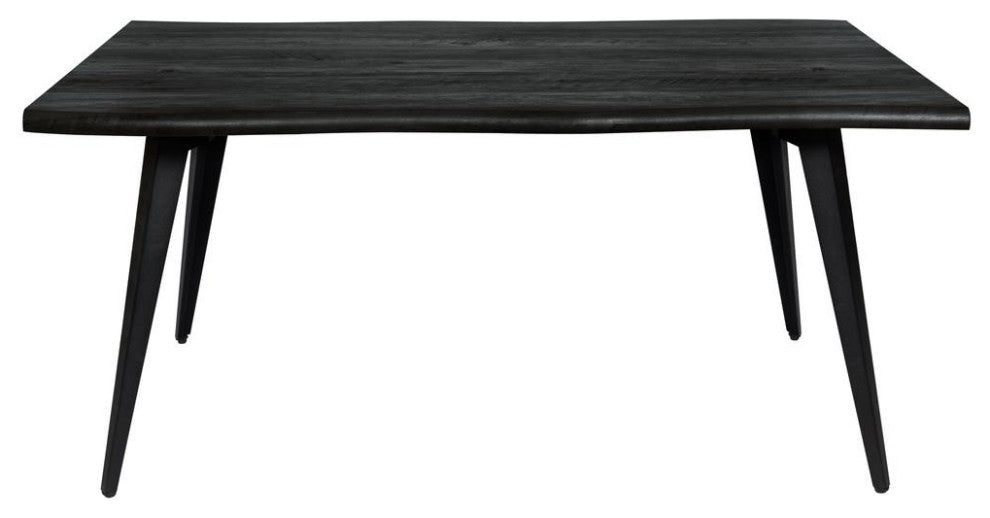 LeisureMod RTM63BL Ravenna Rectangular Wood 63" Ebony Metal Legs Dining Table