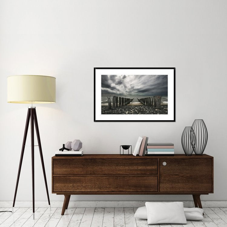 "Sea Defense" Framed Digital Print by Leon, 44x29"