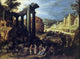 Paul Bril The Campo Vaccino with a Gypsy Woman Reading a Palm Wrapped Canvas