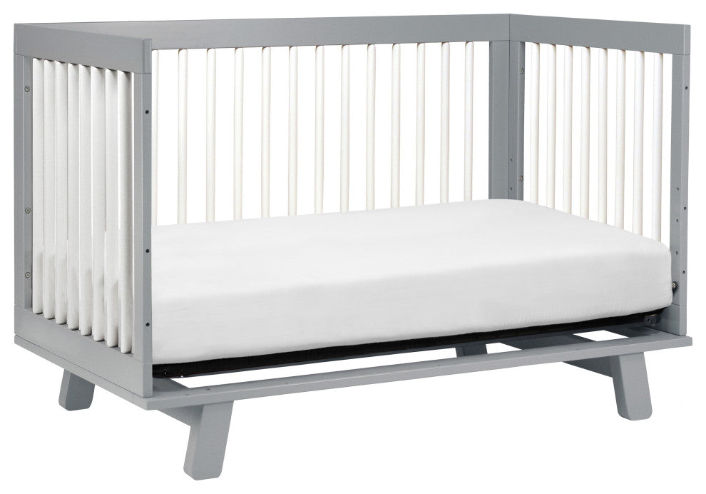 Hudson 3-in-1 Convertible Crib With Toddler Bed Conversion Kit, Grey White