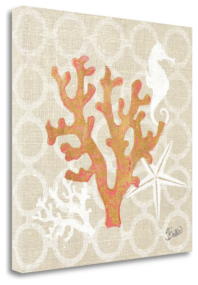 "Beach Linen Coral" By Studio Bella, Giclee Print on Gallery Wrap Canvas
