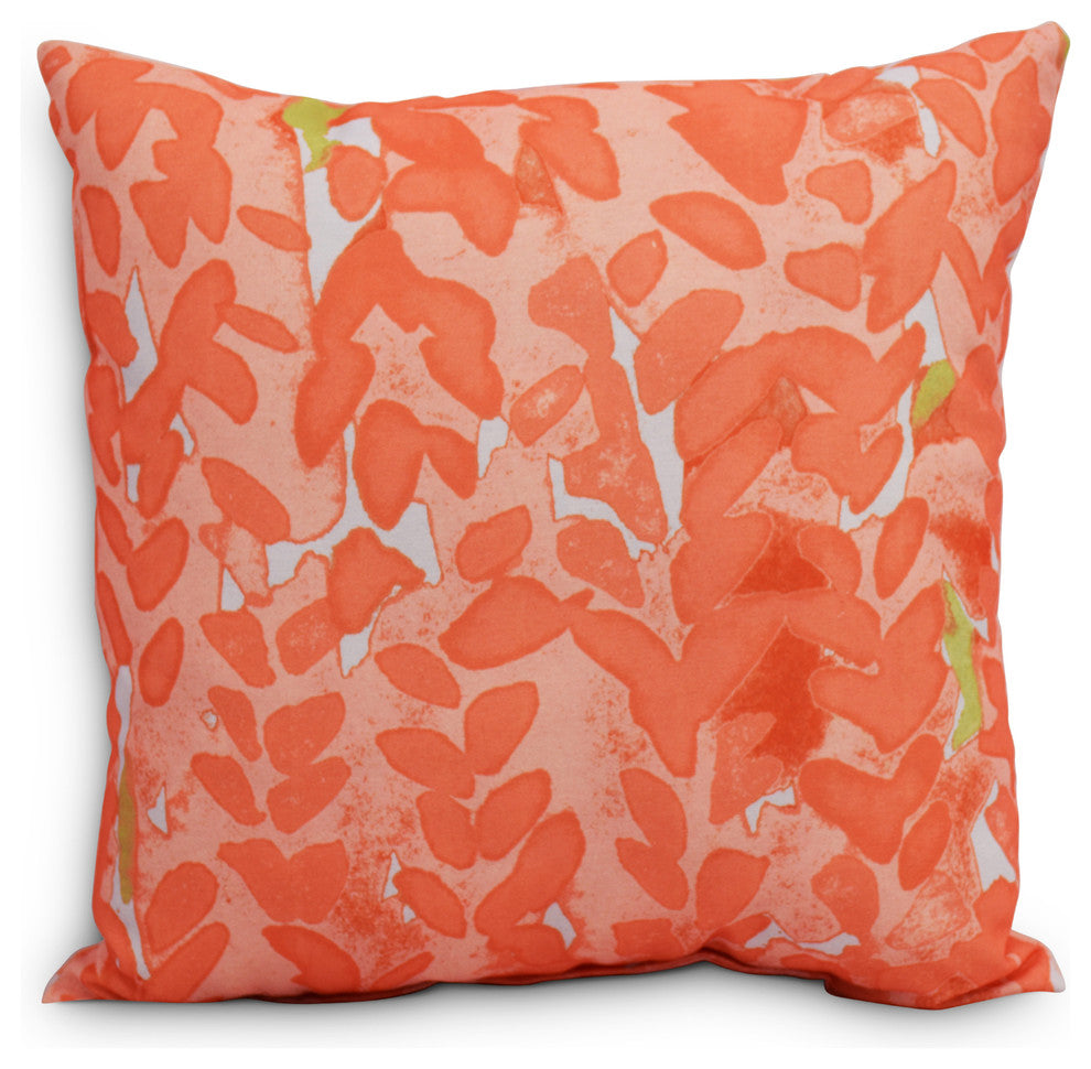 Flower Bell Decorative Floral Throw Pillow, Orange, 18"