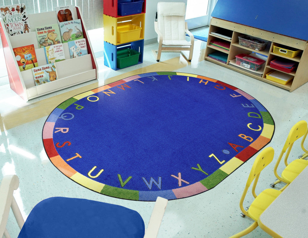 Kid Essentials Rug, Rainbow Alphabet, Bold, 7'8"x10'9" Oval