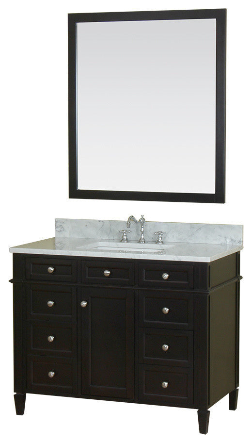 Samantha 42" Bathroom Vanity With Carrera Marble Top and Mirror