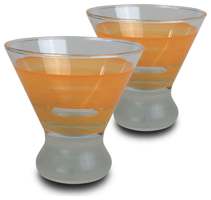 Retro Stripe Orange Cosmopolitan Glasses, Set of 2