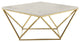 Contemporary Faux Marble Coffee Table, white and gold