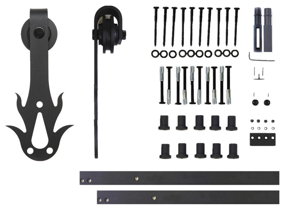 Vancleef Sliding Barn Door Hardware for Single Door, Flame Design, 13'