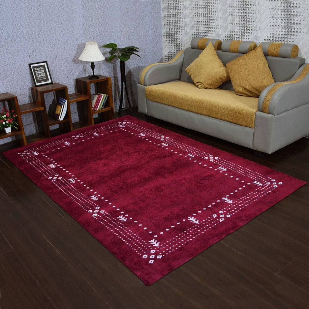 HAND KNOTTED LOOM SILK ECO-FRIENDLY AREA RUGS -6'x9',Rectangle,Red,Contemporary