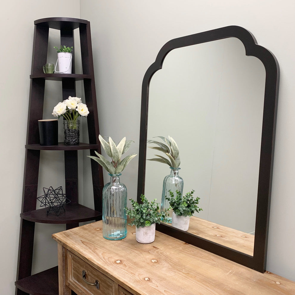 Verdon Framed Vanity Mirror, Clover Cathedral, 24.4"x32.4", Rubbed Bronze