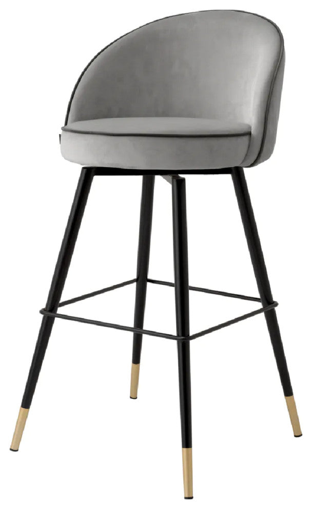 Piped Modern Bar Stools, Set of 2, Eichholtz Cooper, Gray