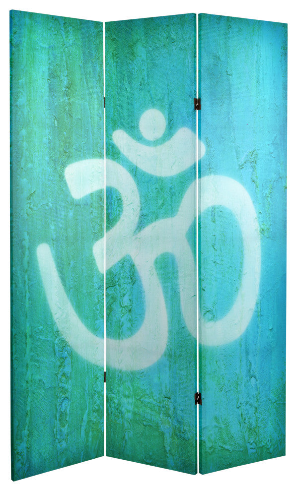 6' Tall Double Sided Yin Yang/Om Canvas Room Divider