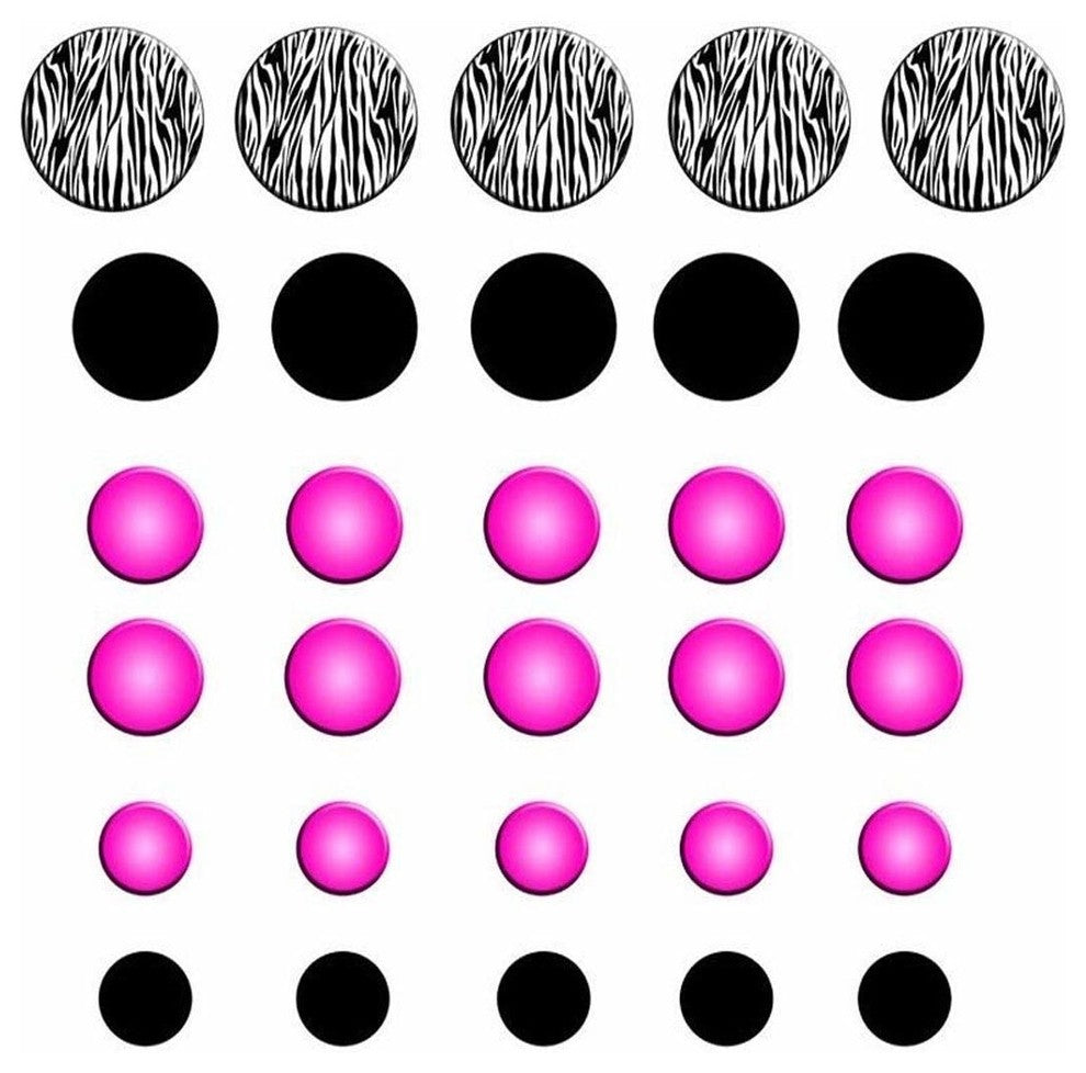 VWAQ Zebra Stripe Wall Decal Polka Dots Zebra Print Circles Pink Girl Room Decal