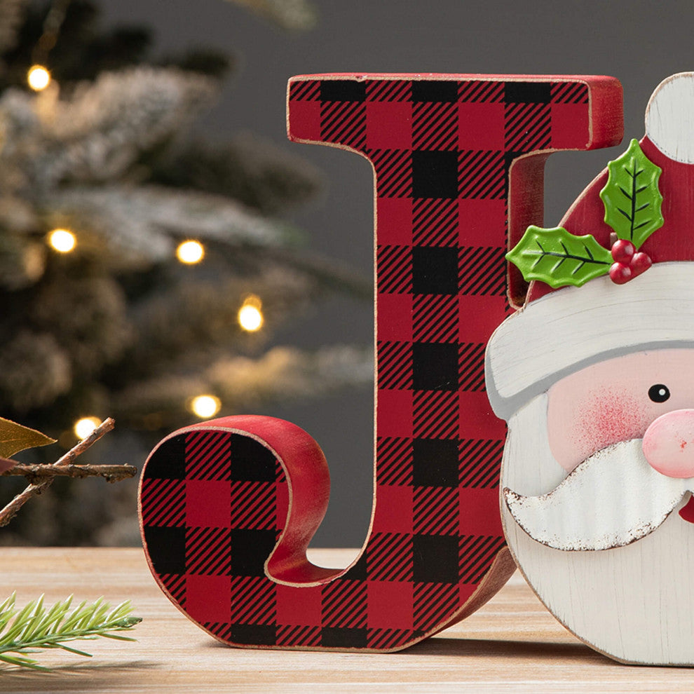 Wooden Christmas Centerpiece Table Decor, "Joy "