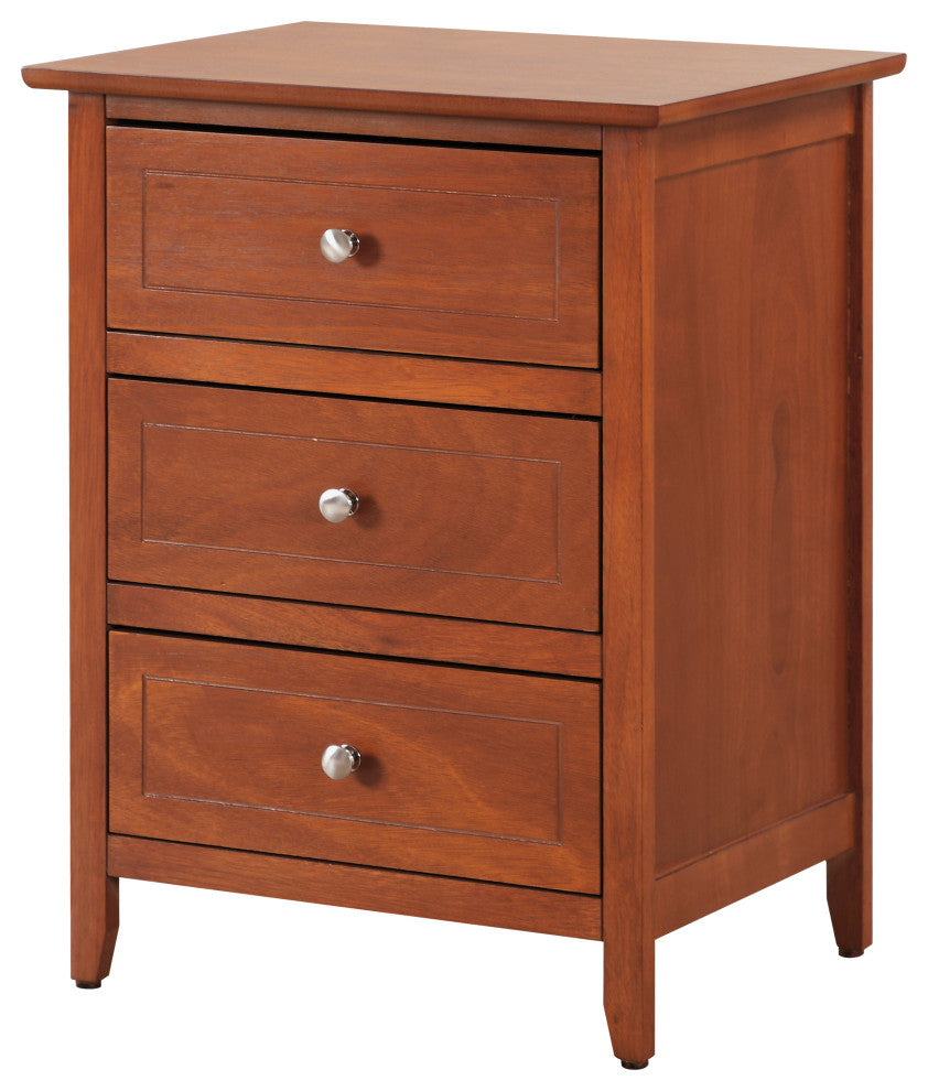 Drake 3-Drawer Nightstand, Oak
