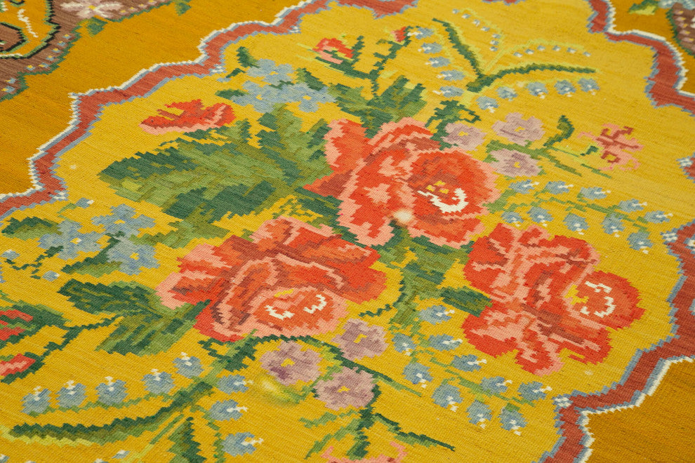 Rug N Carpet - Handmade Moldovian 6' 7'' x 9' 9'' Vintage Floral Kilim Rug