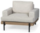 41" Cream and Black Fabric Arm Chair
