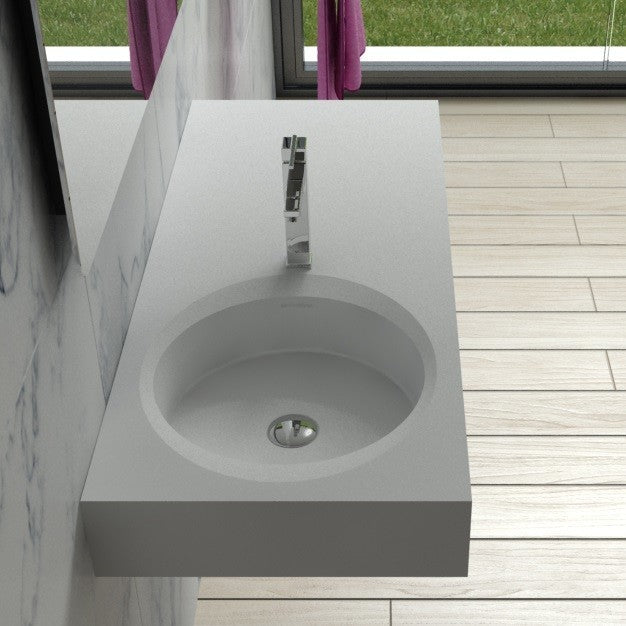 ADM Rectangular Countertop Sink, White, 39", Matte White