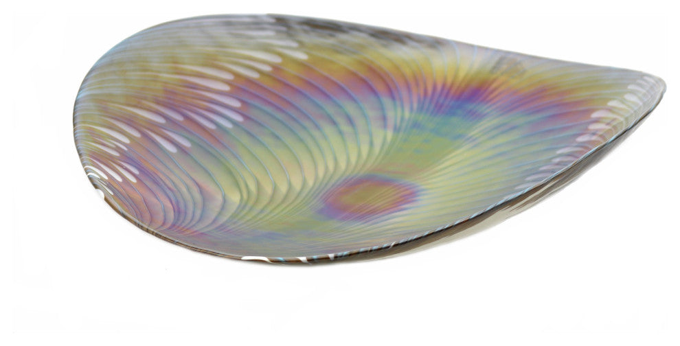 Murano Glass Filigrana Turquoise Centerpiece Plate Ivory Turquoise