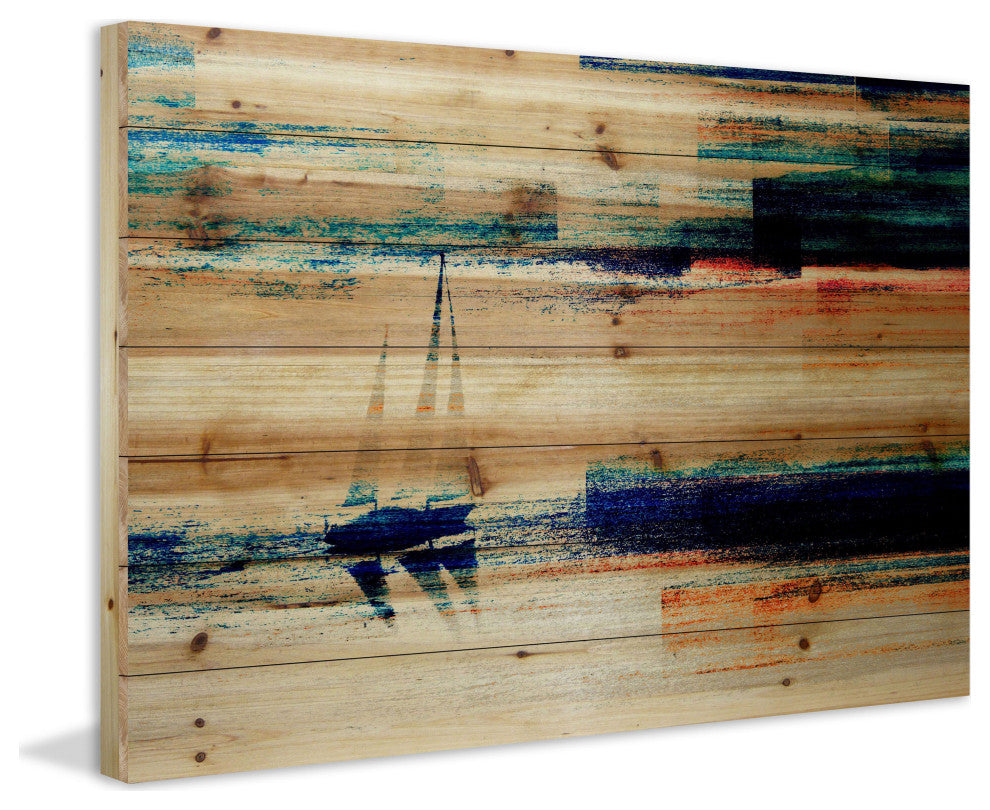 "Aegean Sea" UV Ink Print on Natural Pine Wood, 36"x24"