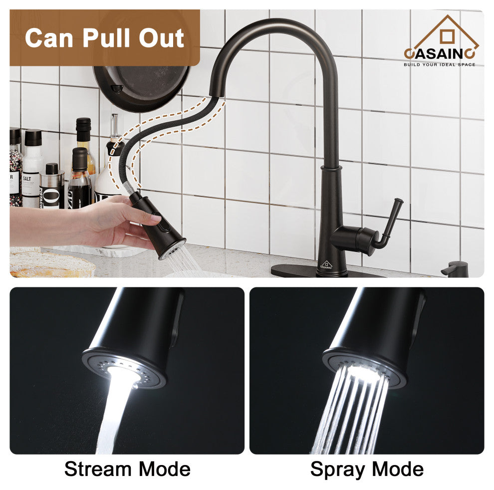 Single-Handle Pull Down Sprayer Kitchen Faucet with Touchless Sensor, Matte Black
