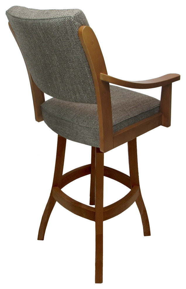 Swivel Counter Wood Bar Stool Casa on S-Base, Plumley Cocoa on Honey, 34"